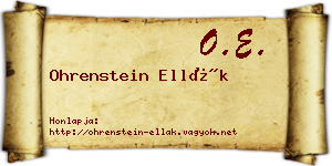 Ohrenstein Ellák névjegykártya